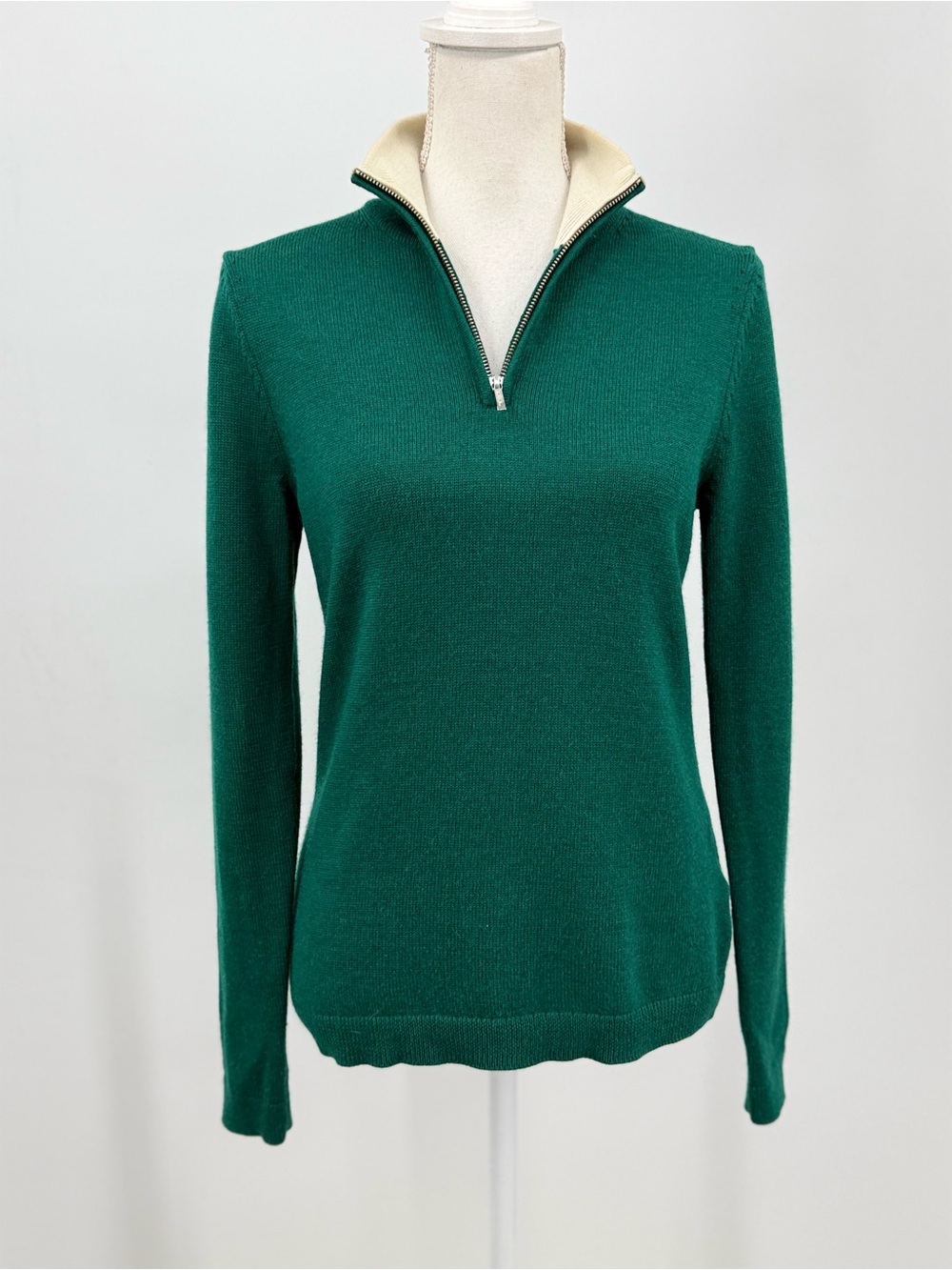 Brooks Brothers 346 Green 100% Merino Wool Half-Zip Pullover Sweater Size M
